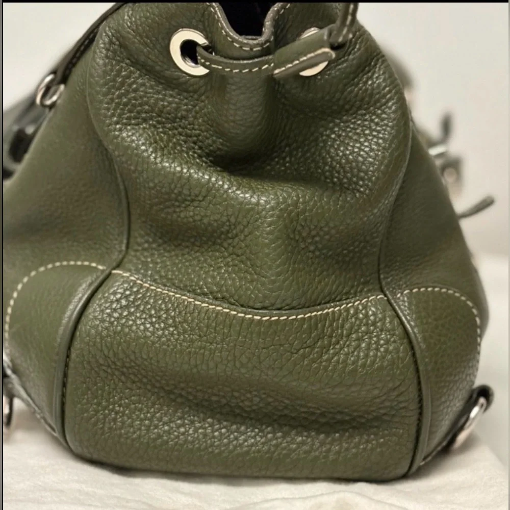Prada Vitello Daino Olive Green Leather Tote — Silver Hardware • Like New - Picture 7 of 9